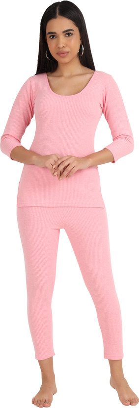 Selfcare Womens Solid Warm Thermals Set Women Top - Pyjama Set Thermal