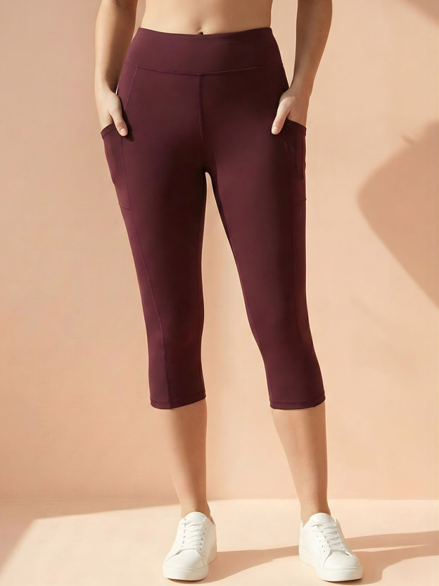 BLINKIN Solid Women Maroon Tights