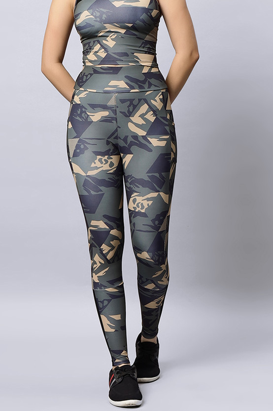 Laasa Sports Printed Women Green Tights