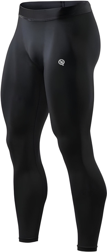 NEVER QUIT Solid Men Black Tights