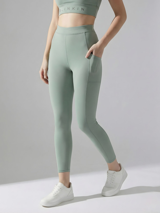 BLINKIN Solid Women Light Green Tights