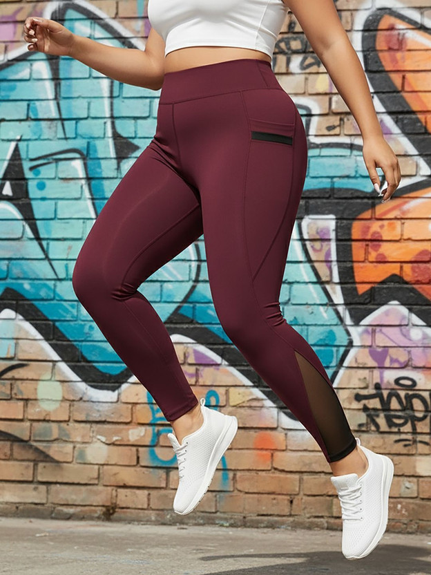 BLINKIN Solid Women Maroon Tights