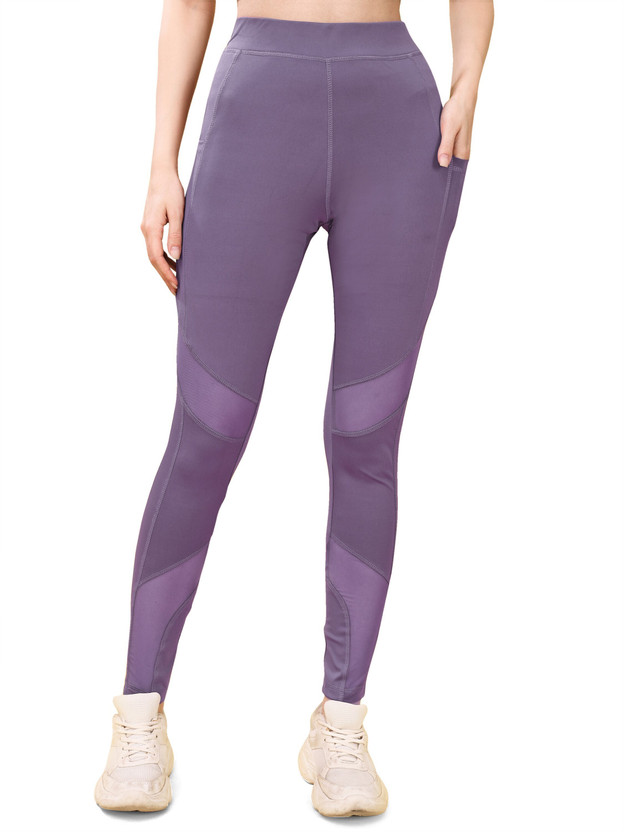 Adrenex by Flipkart Self Design Women Purple Tights