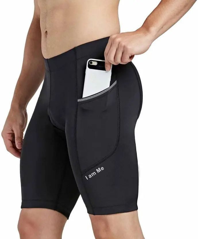 NEVER QUIT Solid Men Black Tights