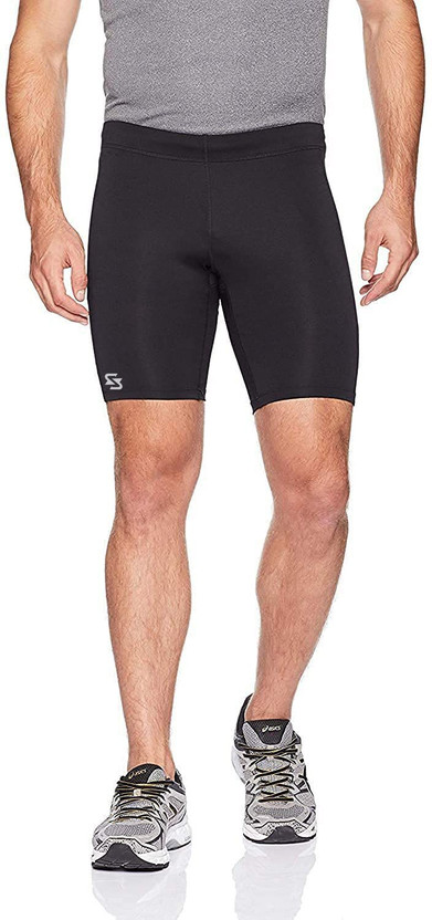 Sportinger Solid Men Black Tights