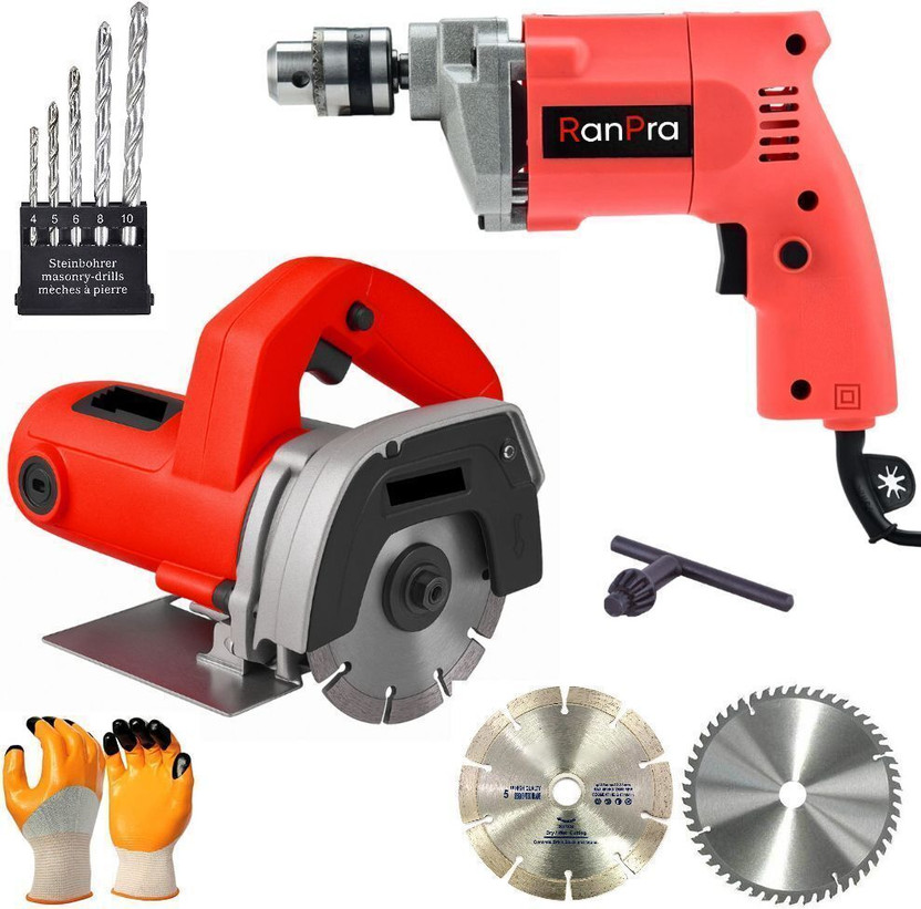 RanPra 100/110MM MARBLE / TILE CUTER AND 10MM DRILL MACHINE WITH CUTTING WHEEL Marble Cutter(1050 W)