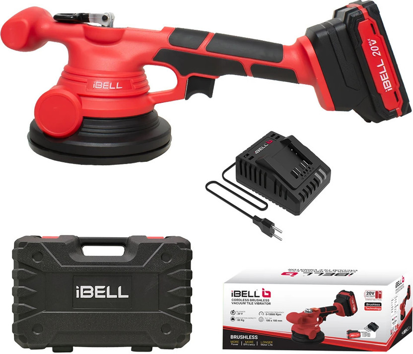 iBELL CT 20-60 20V, Cordless Tile Vibrator with 2AH Battery and Charger +BMC BOX Handheld Tile Cutter(65 W)