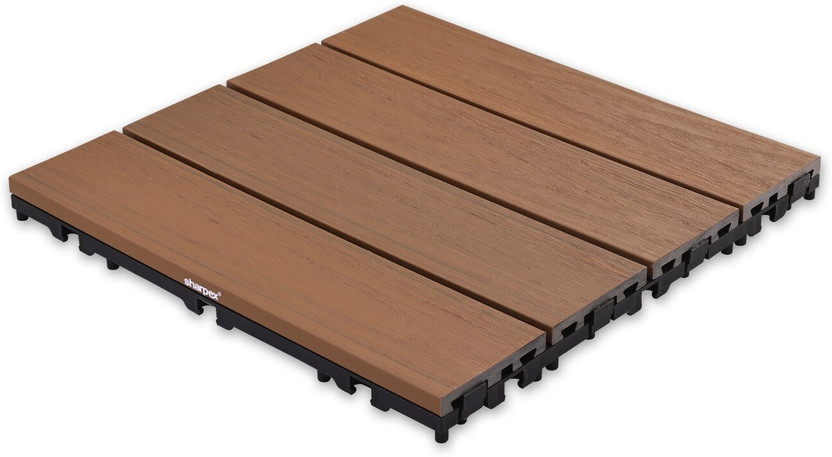 Sharpex WPC Deck Tiles 1 Piece Floor Decking Tile for Indoor/Outdoor Full Polished Modern(Interlocking Tile)