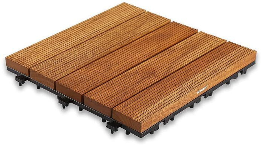 Sharpex Deck Tiles with Interlocking Teck Wood Floor Decking Water Resistant - 1 Semi Glossy Wood(Interlocking Tile)