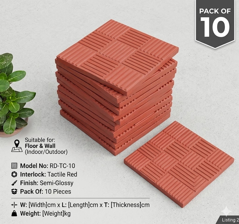 Sumaninterlocks Ramp/parking tile Semi Glossy Cement(Interlocking Tile, Pack of 10)