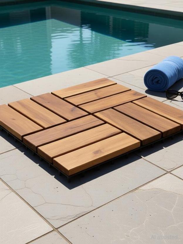 AASTIK SALES Flooring tiles Together Pool Patio Waterproof All Weather aesthetics budgets Wood Natural, Wood, Vintage(Interlocking Tile, Pack of 10)