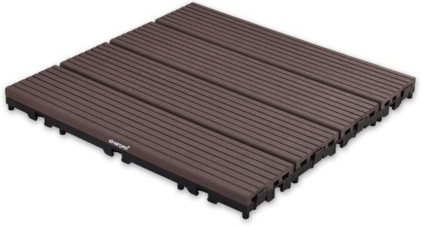 Sharpex Deck Tiles with Interlocking 1 Piece Floor Decking - Water Resistant Semi Glossy Wood(Interlocking Tile)