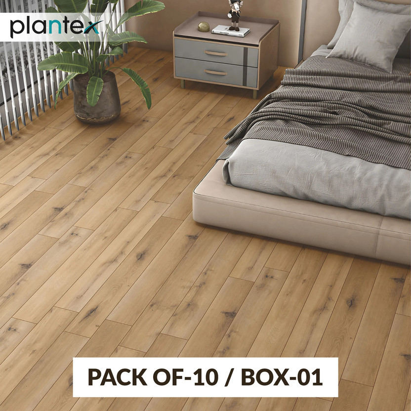 Plantex SPC Tiles for Floor/Click N Lock Wooden Flooring for Home-30 Square Ft/10 Tiles Wood Textured(Interlocking Tile, Pack of 10)