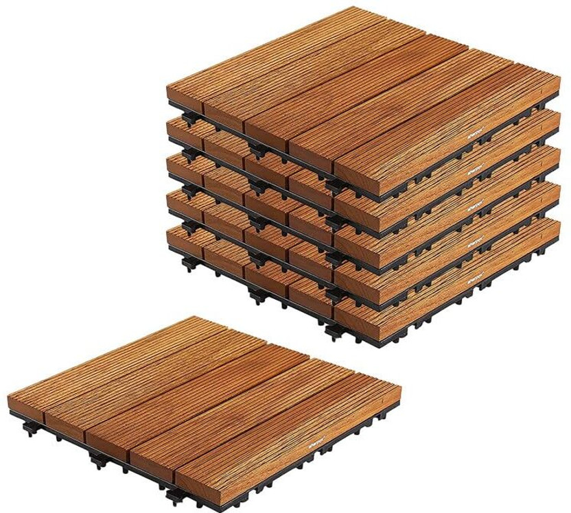 Sharpex Deck Tiles with Interlocking Teck Wood Floor Decking - 6 Semi Glossy Wood(Interlocking Tile, Pack of 6)