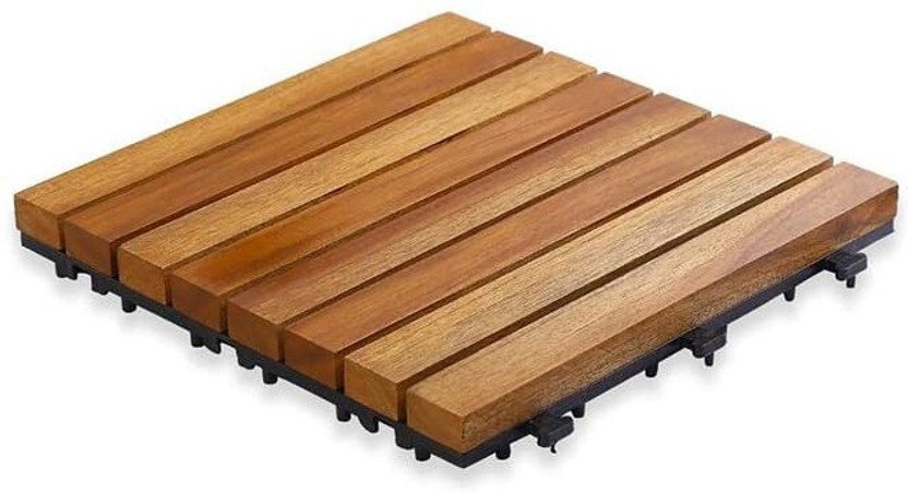 Sharpex Deck Tiles with Interlocking Teck Wood Floor Decking Water-Resistant_1 Semi Glossy Wood(Interlocking Tile)