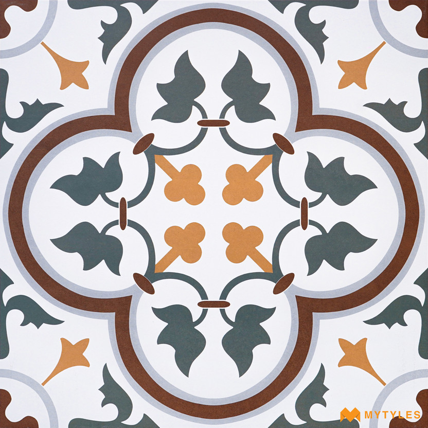 Mytyles White and Gray Moroccan Floor and Wall Tile Code37968 (600x600mm, Matt) Matt Modern(Vitrified Tile, Pack of 4)