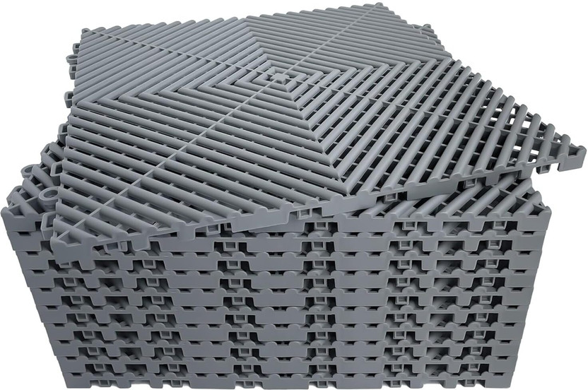 yorten GarageFloor tiles effective drainage heavy-duty polypropylene garage basement Matt Natural(Interlocking Tile)