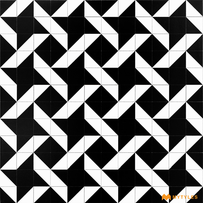 Mytyles Ceramic White and Black Moroccan Floor and Wall Tile Code27431 (300x300mm, Matt) Matt Modern(Ceramic Tile, Pack of 10)