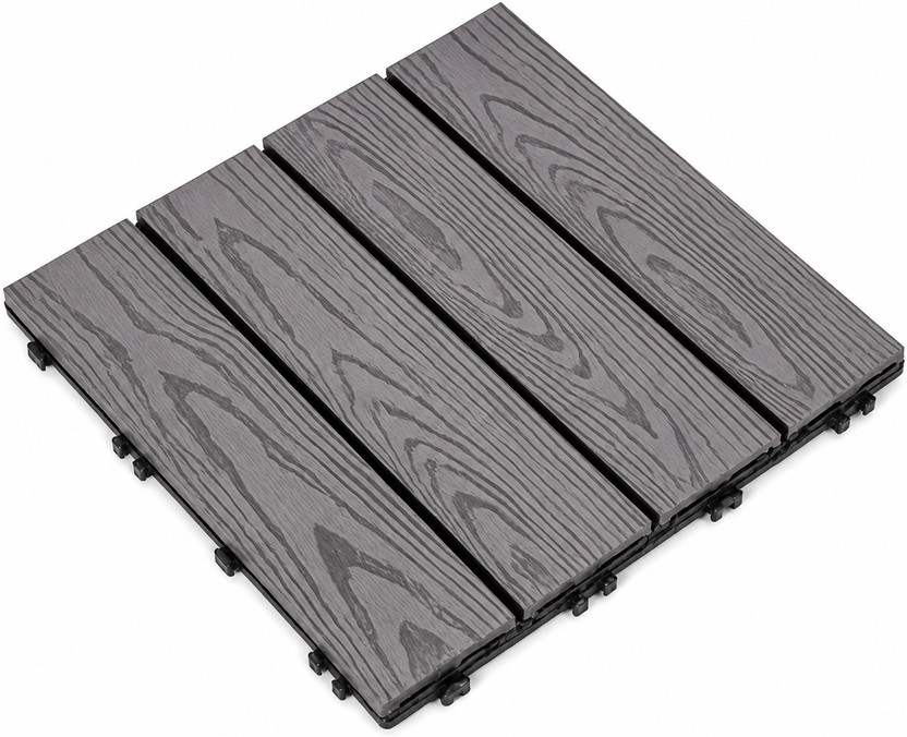 yorten Heavy Duty PVC Deck Floor Tile | Wood Finish | Anti-Slip Waterproof Flooring Wood Textured(Interlocking Tile, Pack of 6)