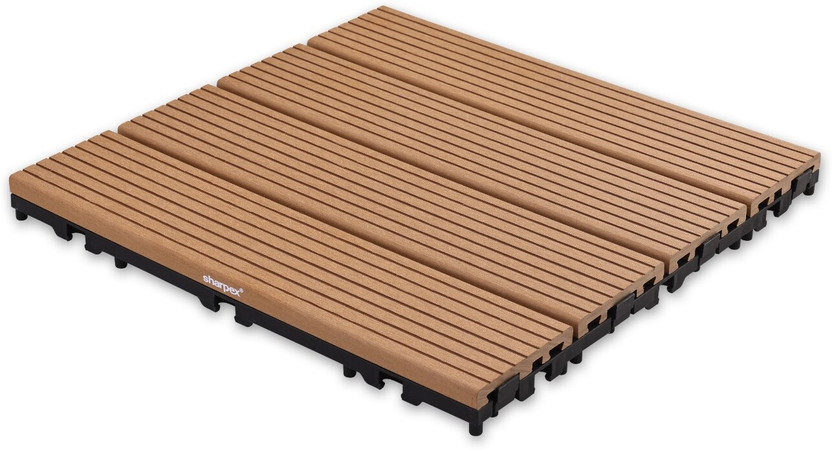 Sharpex WPC Deck Tiles with Interlocking 1 Piece Floor Decking Tile for Balcony Full Polished Modern(Interlocking Tile)