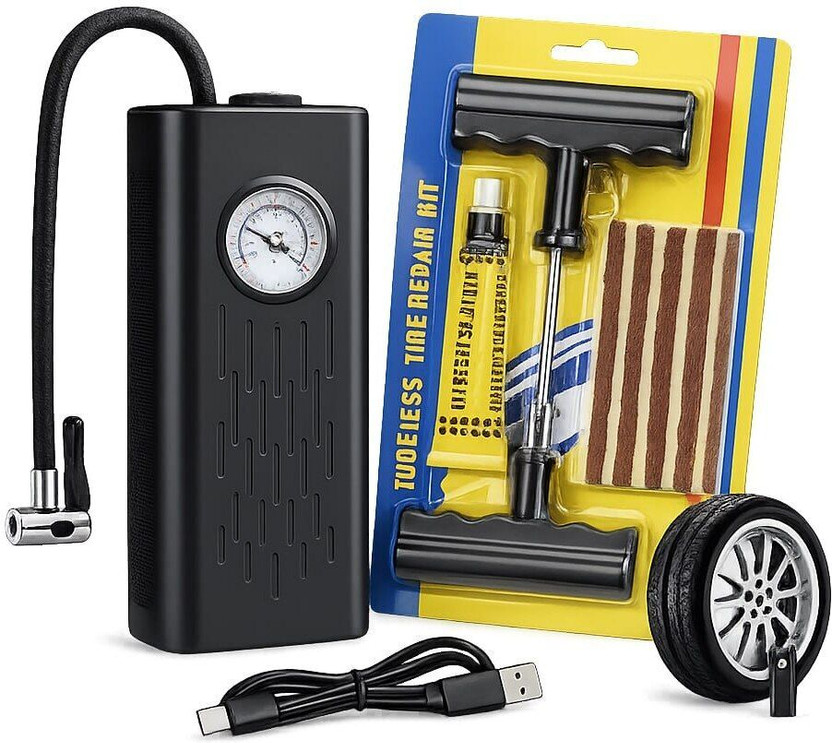 ROX USB Rechargeable Pump with Pressure 150 psi Tyre Air Pump for Car & Bike(Air Inflator, Type-C Charging, Rechargeable)