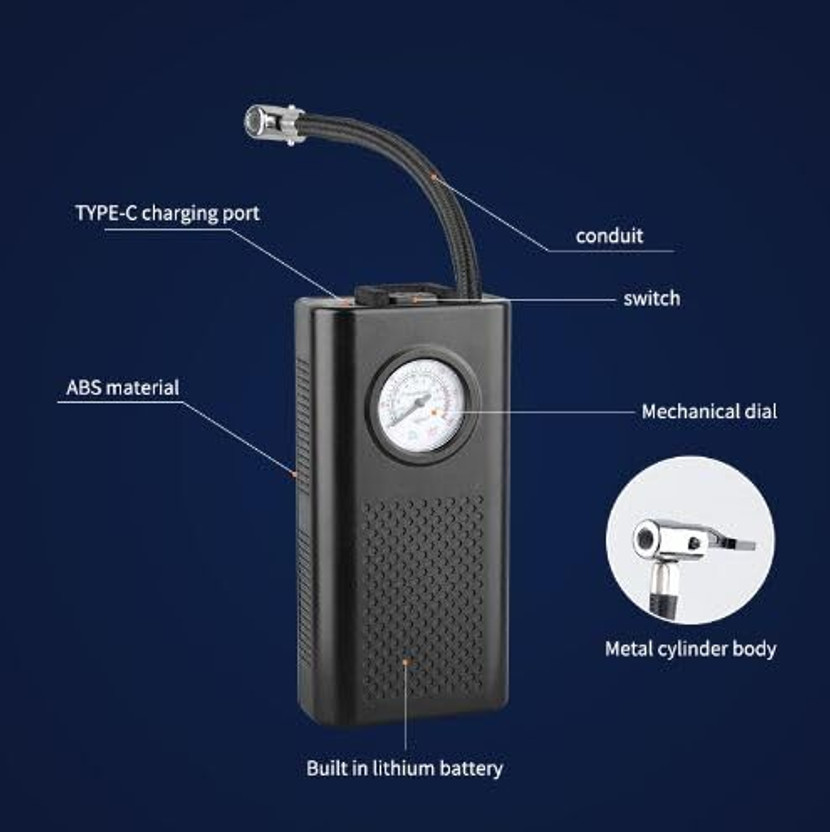 Crox Electric Air Compressor 150 psi Tyre Air Pump for Car & Bike(Air Inflator, Air Compressor, Portable, Rechargeable, Type-C Charging)