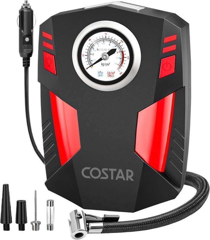 Costar Airboost 3 150 psi Tyre Air Pump for Car & Bike(Compact, LED Light, Multiple Air Fill Modes, Multiple Nozzles, Portable)