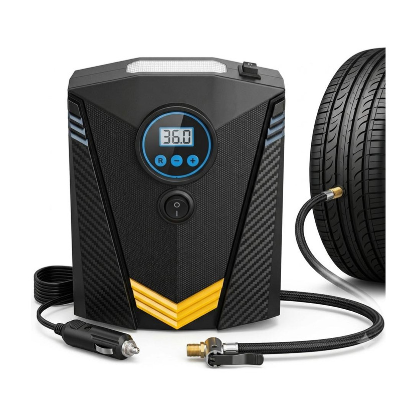 inveXo Digital Car Tyre Inflator Smart-Portable 150 psi Tyre Air Pump for Car & Bike(Auto Shut Off, Air Inflator, Digital Display, Multiple Nozzles, LED Light)