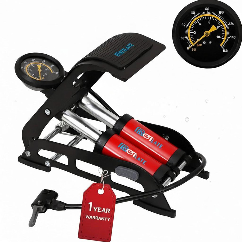 RETLATE A2 Double Cylinder 199 psi Tyre Air Pump for Car & Bike(Double Foot)