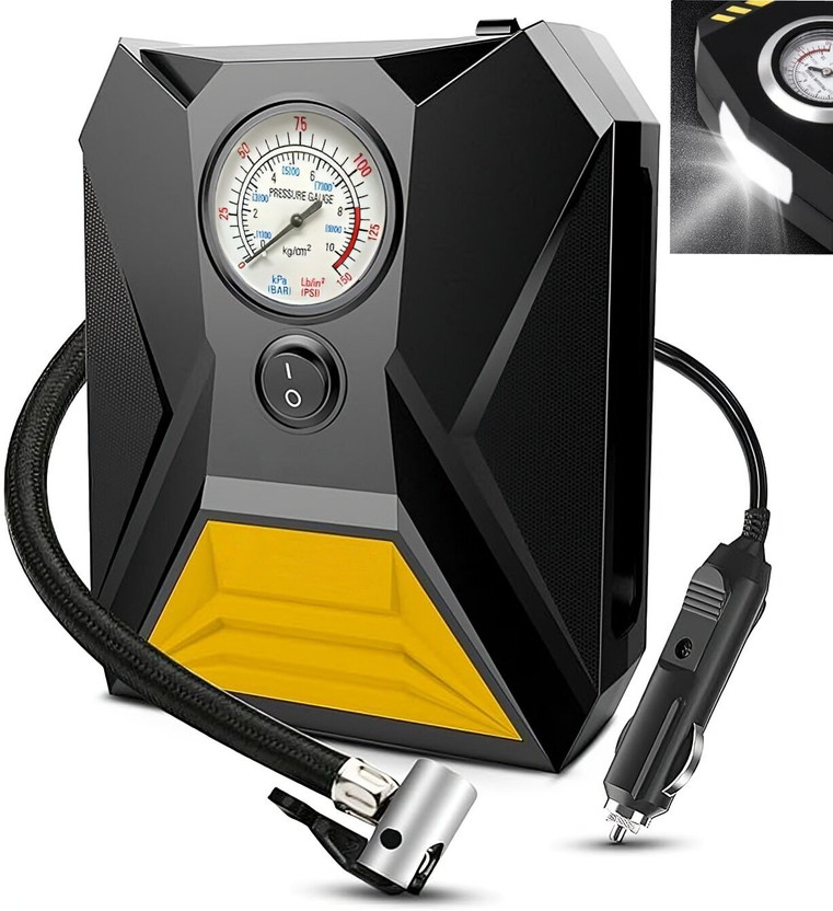 Drasert 150 PSI All in One Air Compressor_6I2 150 psi Tyre Air Pump for Car & Bike