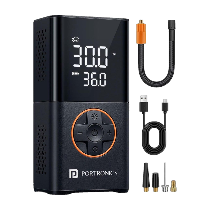 Portronics Vayu 3, POR-2544 150 psi Tyre Air Pump for Car & Bike(Auto Shut Off)