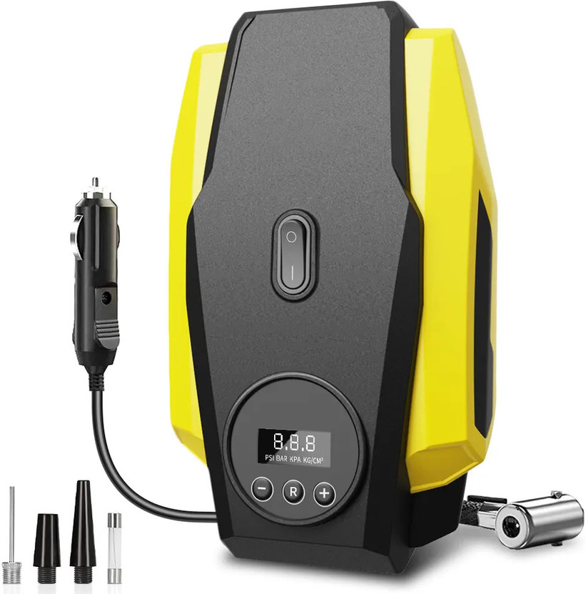 Egab Tyre Air Compressor (Yellow) 150 psi Tyre Air Pump for Car & Bike