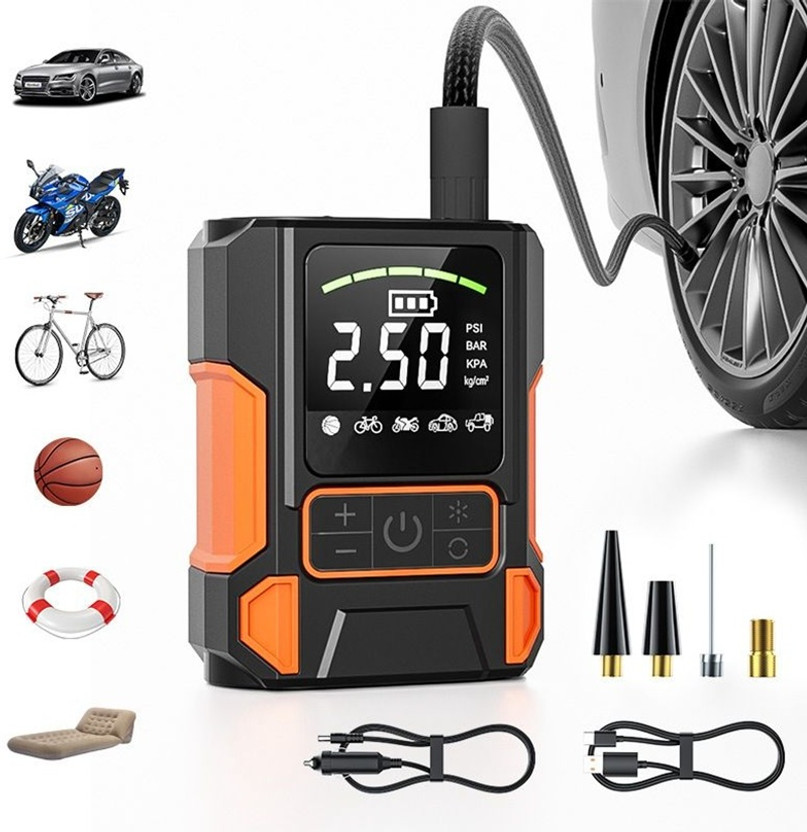 RK NEX Portable Digital Tyre Inflator 150 psi Tyre Air Pump for Car & Bike