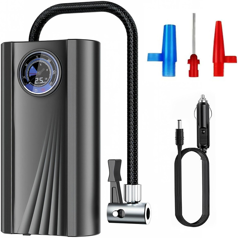 PLUTLO TIC-01 150 psi Tyre Air Pump for Car & Bike(Air Inflator, Air Compressor, Compact, Multiple Nozzles, Portable)