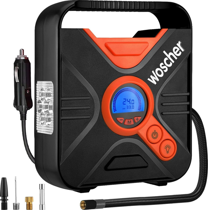 Woscher 802D ProPower Digital Tyre Inflator 300 psi Tyre Air Pump for Car & Bike(Auto Shut Off, Digital Display, Compact, Portable)