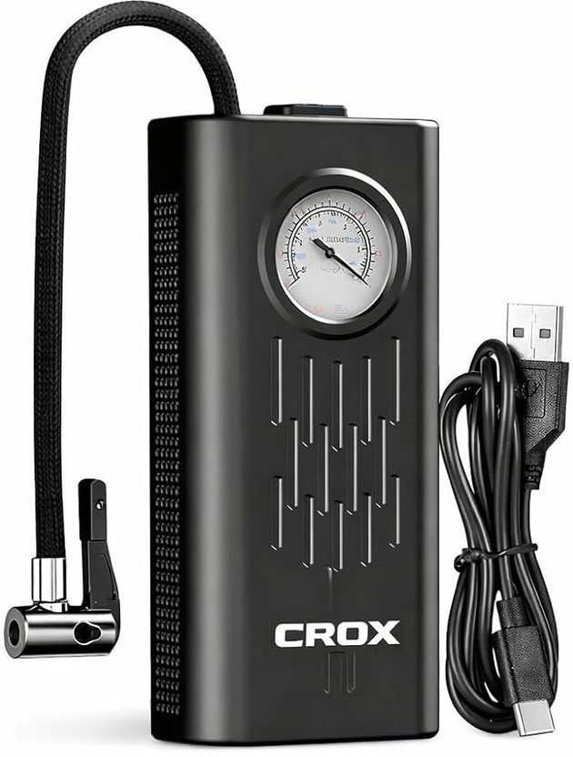 Crox Electric Air Compressor 150 psi Tyre Air Pump for Car & Bike(Air Inflator, Rechargeable, Portable, Type-C Charging, Compact)