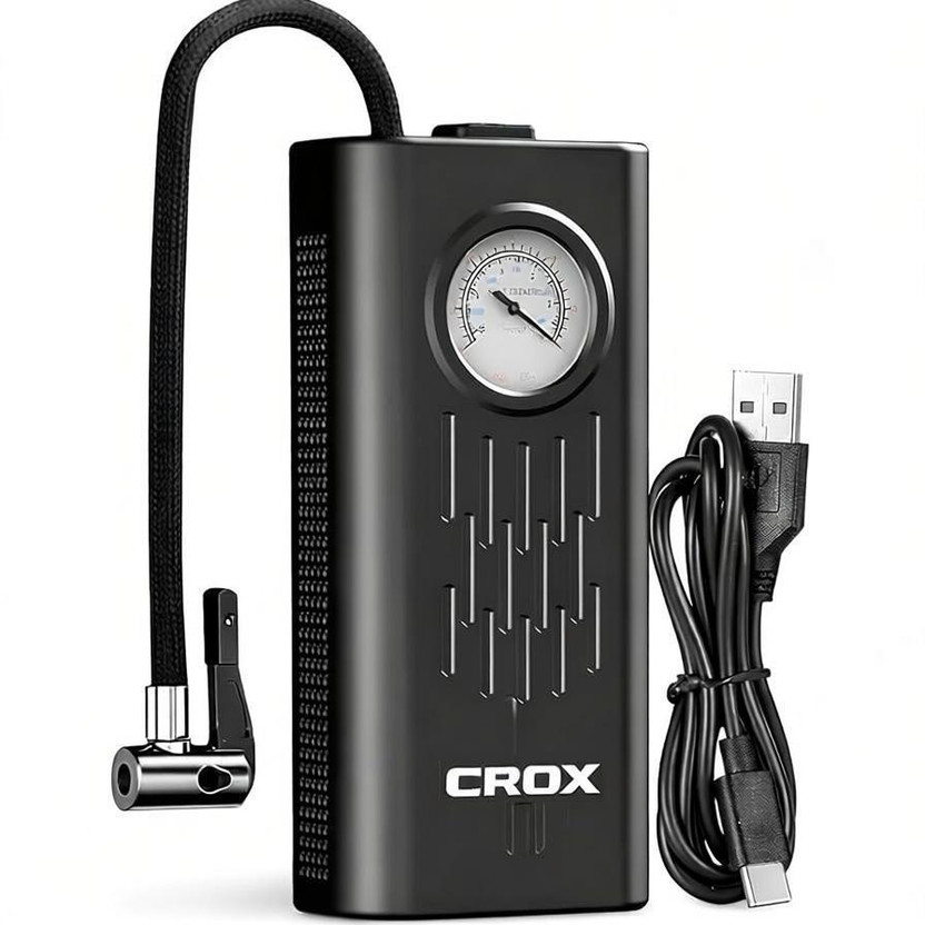 Crox USB Rechargeable Pump with Pressure 150 psi Tyre Air Pump for Car & Bike(Air Inflator, Type-C Charging, Rechargeable, Auto Shut Off)