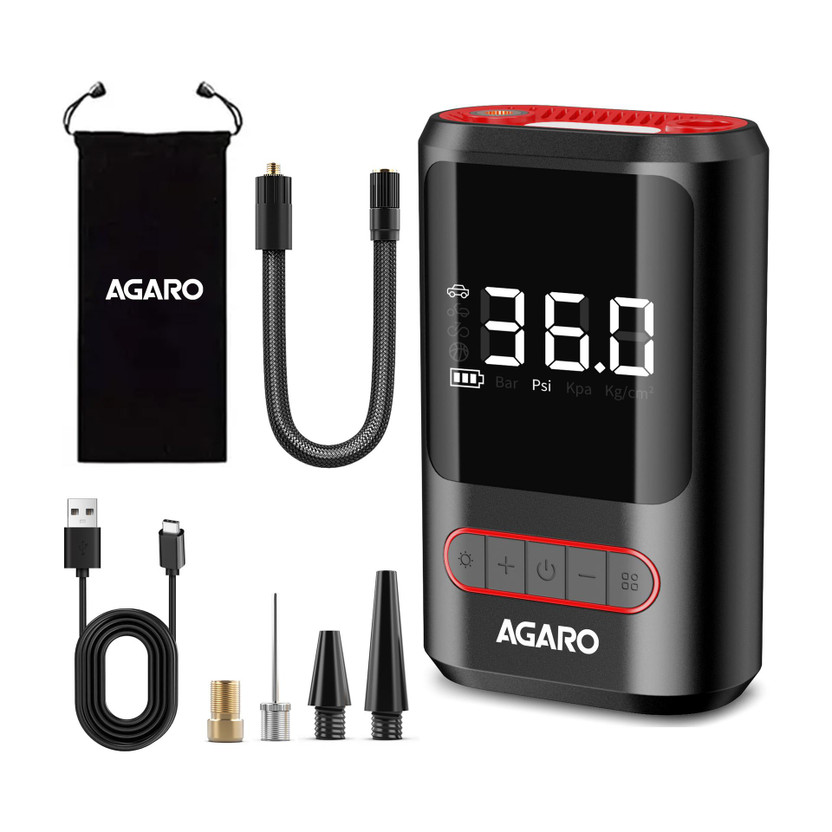 AGARO Galaxy Cordless 150 psi Tyre Air Pump for Car & Bike(Digital Display, Type-C Charging, Multiple Air Fill Modes, LED Light, Auto Shut Off)