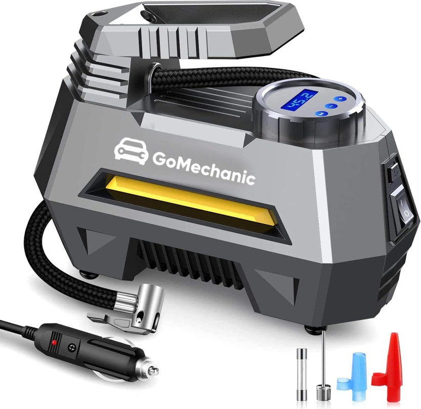 GoMechanic Gusto T2 150 psi Tyre Air Pump for Car & Bike(Auto Shut Off, Bleeder Valve Present, Double Foot)