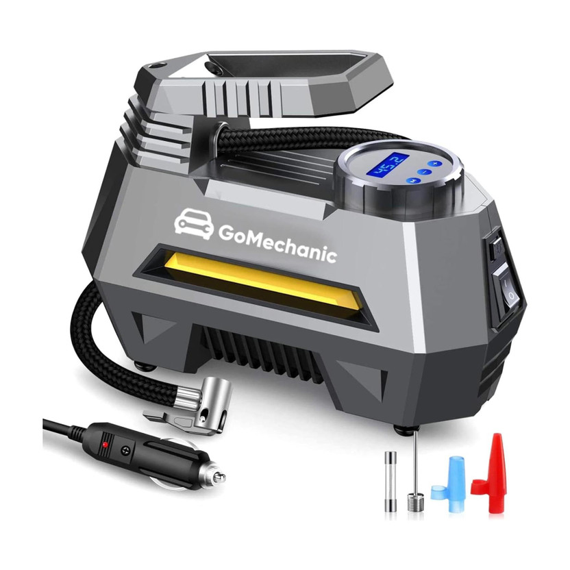 GoMechanic GoMechanic Gusto T2 150 psi Tyre Air Pump for Car & Bike(Auto Shut Off, Bleeder Valve Present, Double Foot) - Flipkart Deal