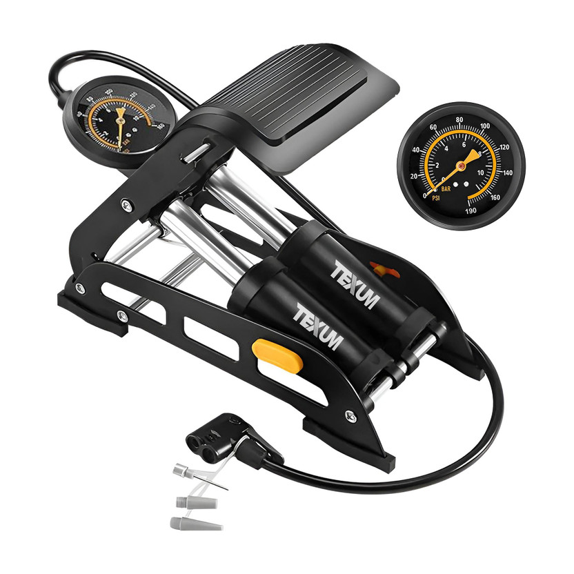 TEXUM 191 psi Tyre Air Pump for Car & Bike(Air Inflator, Air Compressor, Double Foot, Multiple Nozzles, Portable)