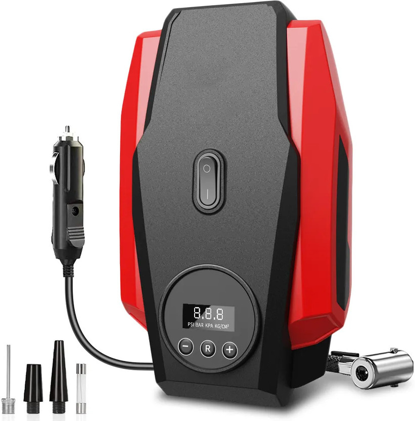 He Hari Tyre Inflator for Car Tires (Red) 150 psi Tyre Air Pump for Car & Bike