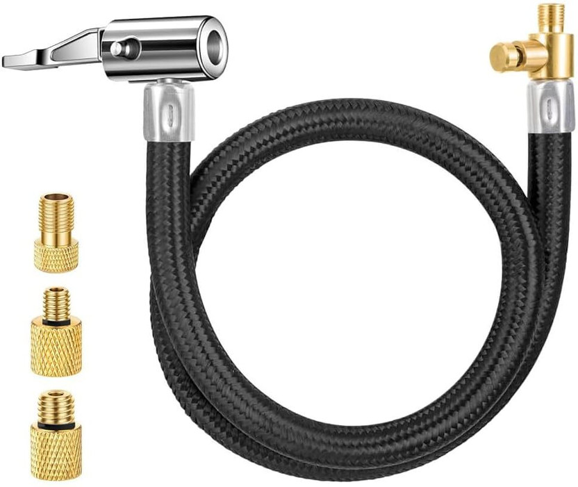 INDITRUST Tire Inflator Extension Hose 20 Inch 0 psi Tyre Air Pump for Car & Bike