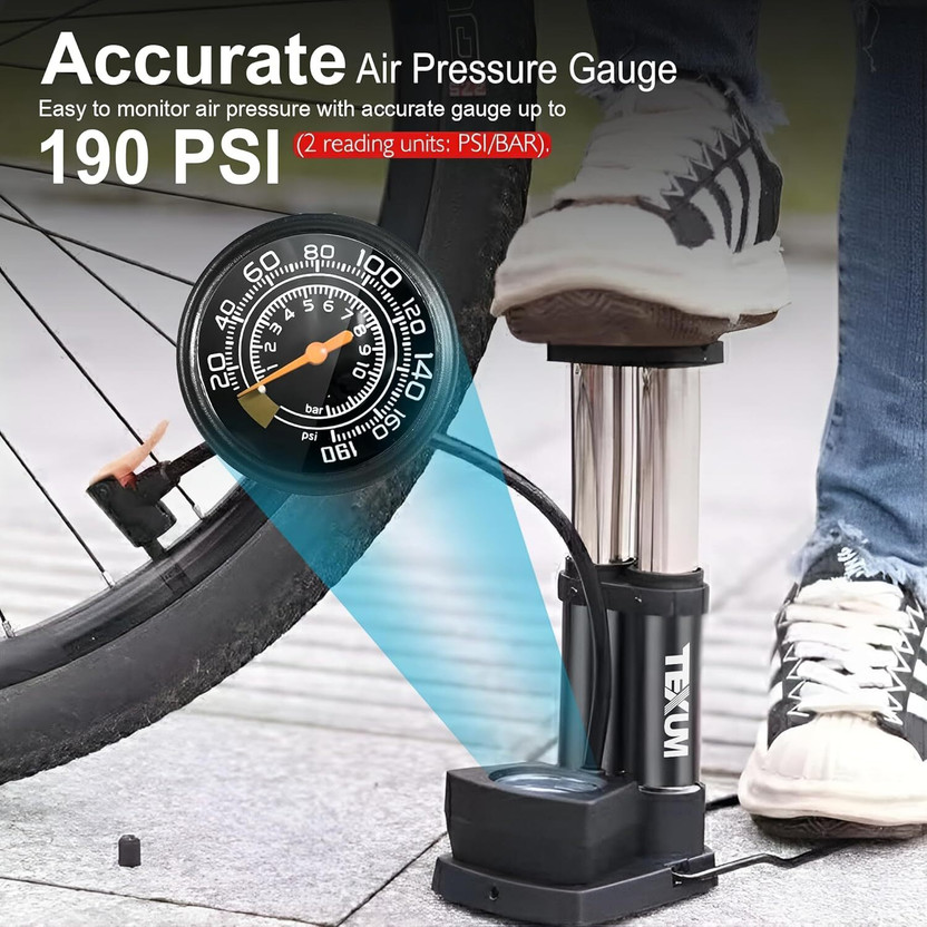 nirghosh High-Pressure Foot Pump with Dual Head 160 psi Tyre Air Pump for Car & Bike