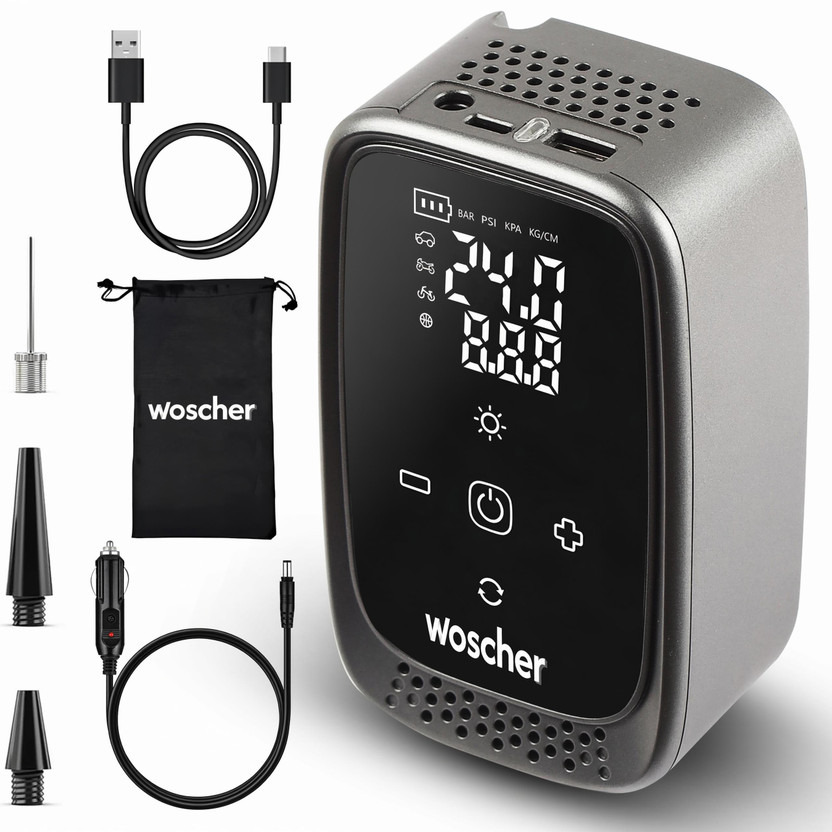 Woscher i23 4500mAh 2in1 Cordless Tyre Inflator 150 psi Tyre Air Pump for Car & Bike(Auto Shut Off, Air Inflator, Air Compressor, Compact, Digital Display)