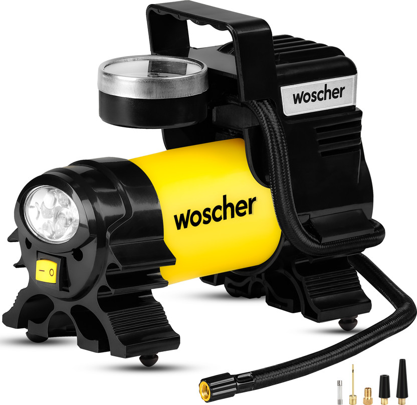 Woscher 678C 100% Copper Metal Tyre Inflator 150 psi Tyre Air Pump for Car & Bike(Air Inflator, Portable, Compact, Multiple Nozzles, Multiple Air Fill Modes)