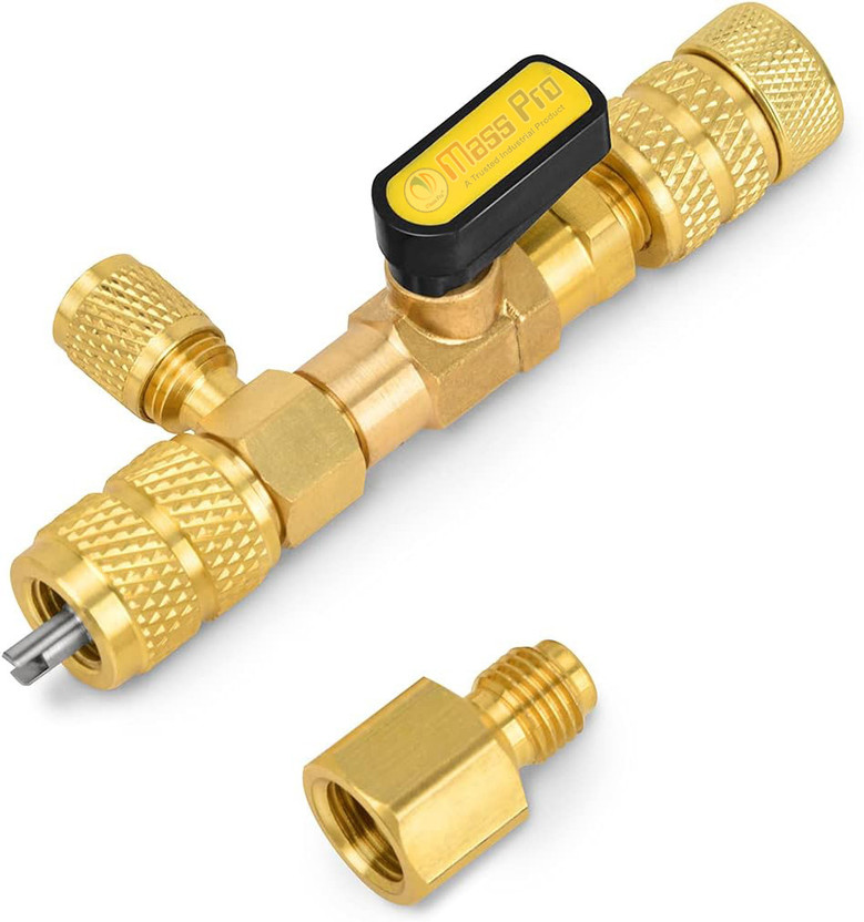 Mass Pro HVAC Tool AC Schrader Valve Core Remover Dual Size 5/16" 1/4" Port Installer Kit Tire Valve Stem Core(Pack of 1)