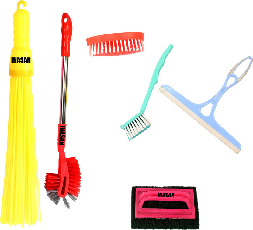 INASAN TOILET BATHROOM CLEANING BRUSHES COMBO SET (PACK OF 6)(Multicolor)