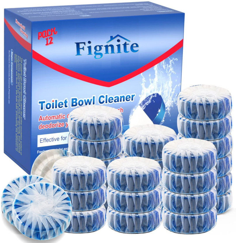 Fignite Fresh Smell Sustained-Release Technology Auto Toilet Bowl Cleaners Deodorize Regular Rim Block(12 x 1 g)