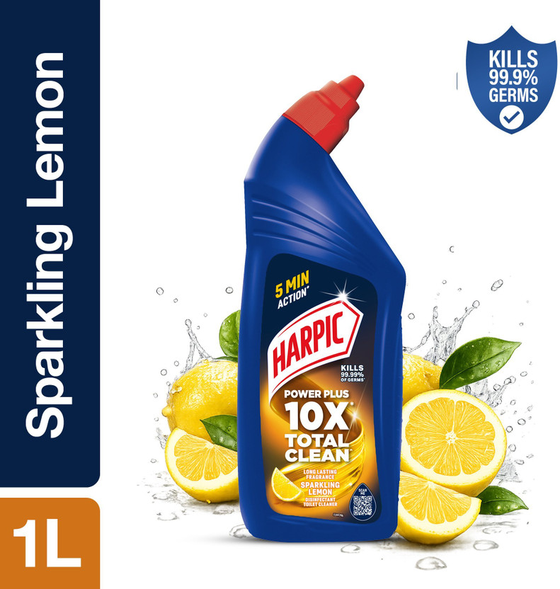Harpic Toilet Cleaner, Liquid, for basin, commode, tile, bathroom, not phenyl, blue Lemon Liquid Toilet Cleaner(1 L)
